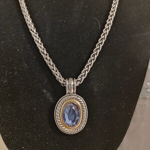 Vintage Blue Crystal Wheat Chain Women's Necklace